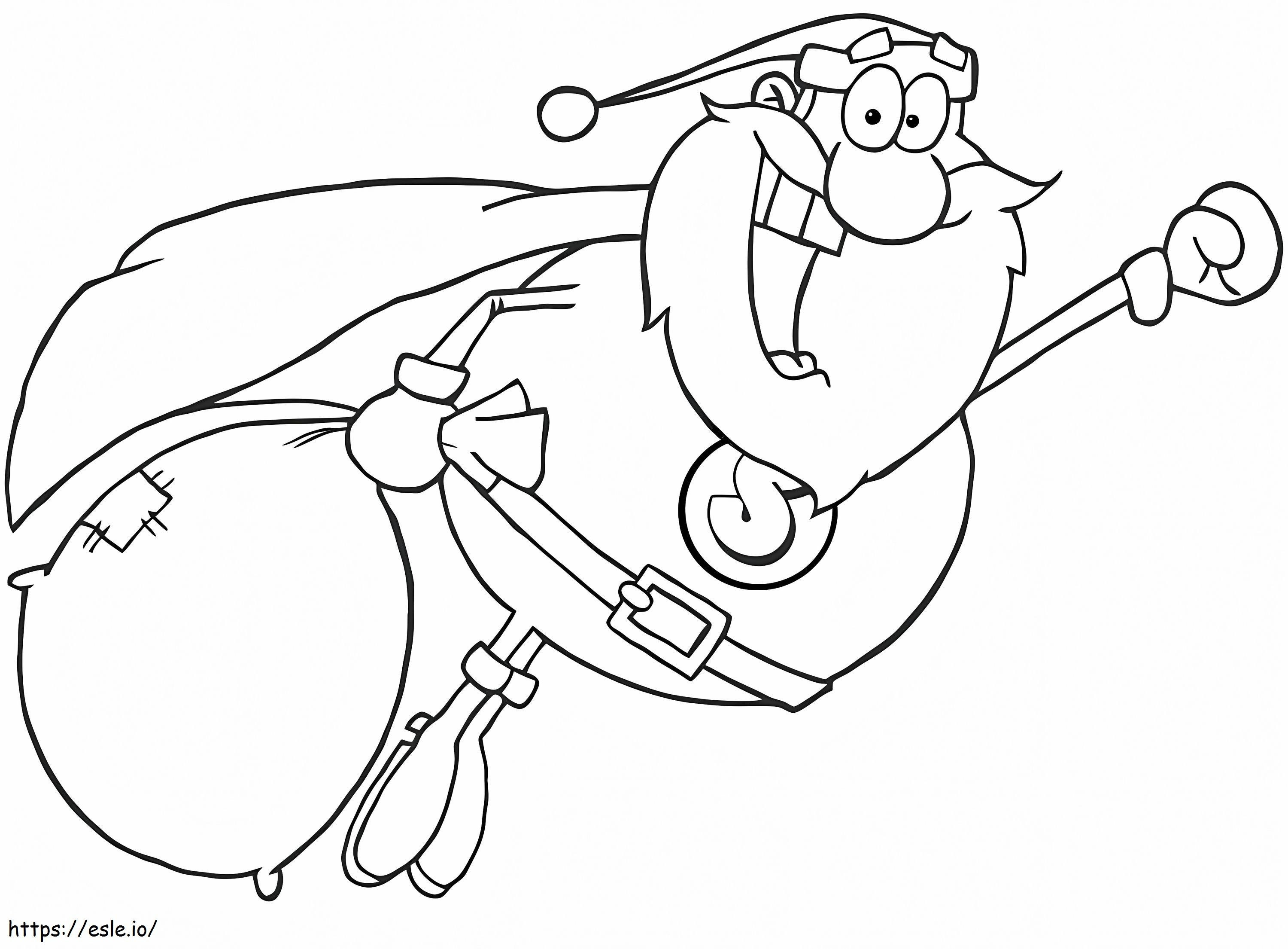 Papá Noel volador para colorear