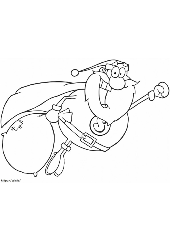 Babbo Natale volante da colorare