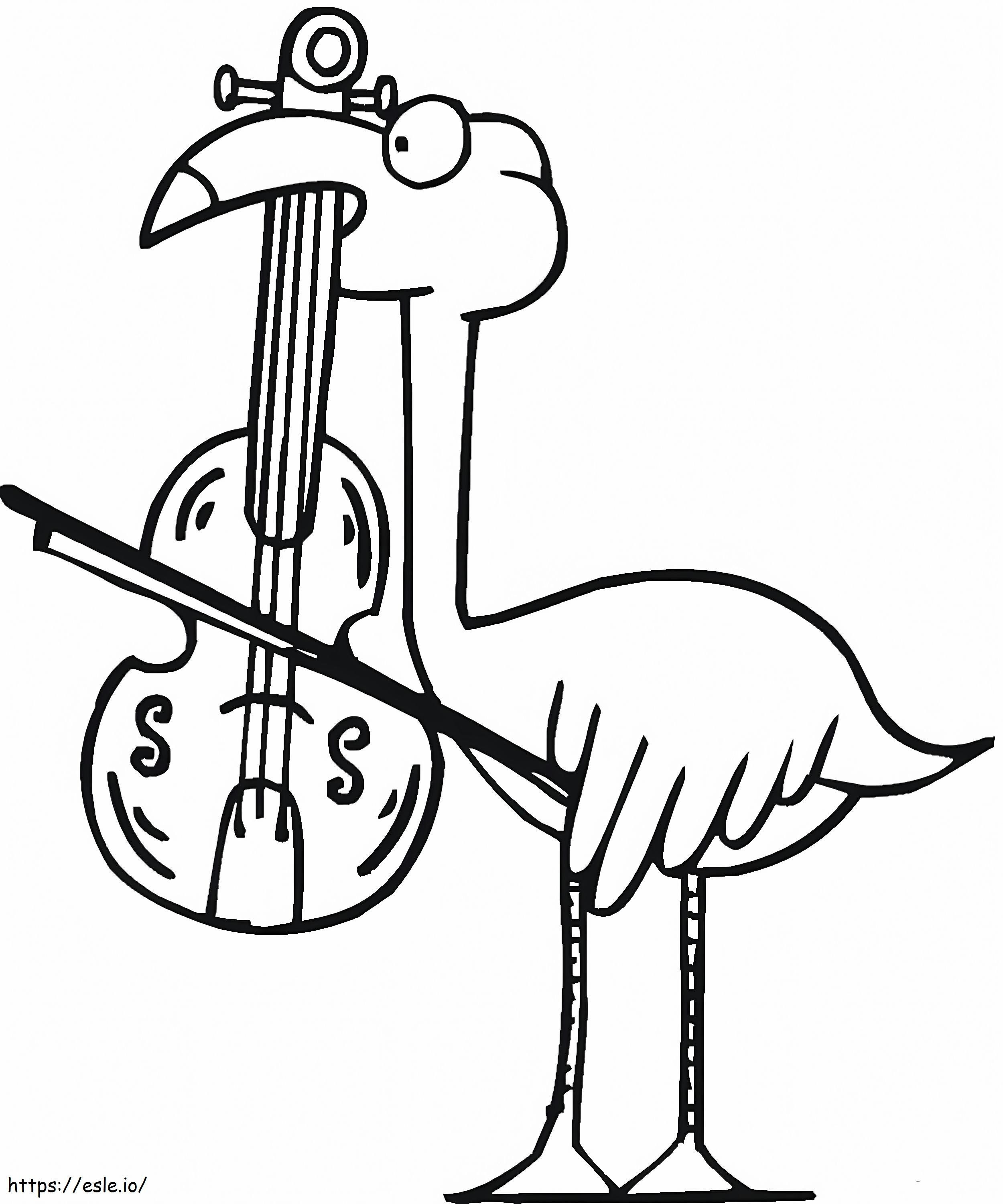 Flamingo spielt Geige ausmalbilder