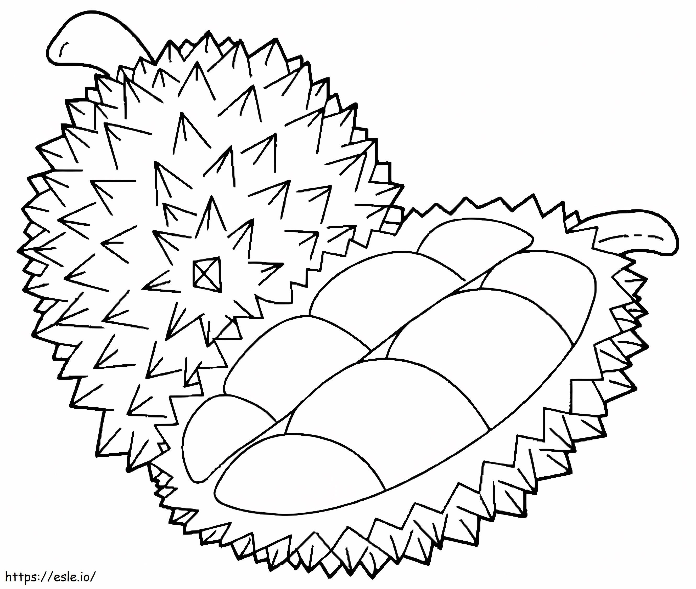 Coloriage Durian nature et demi-durian à imprimer dessin