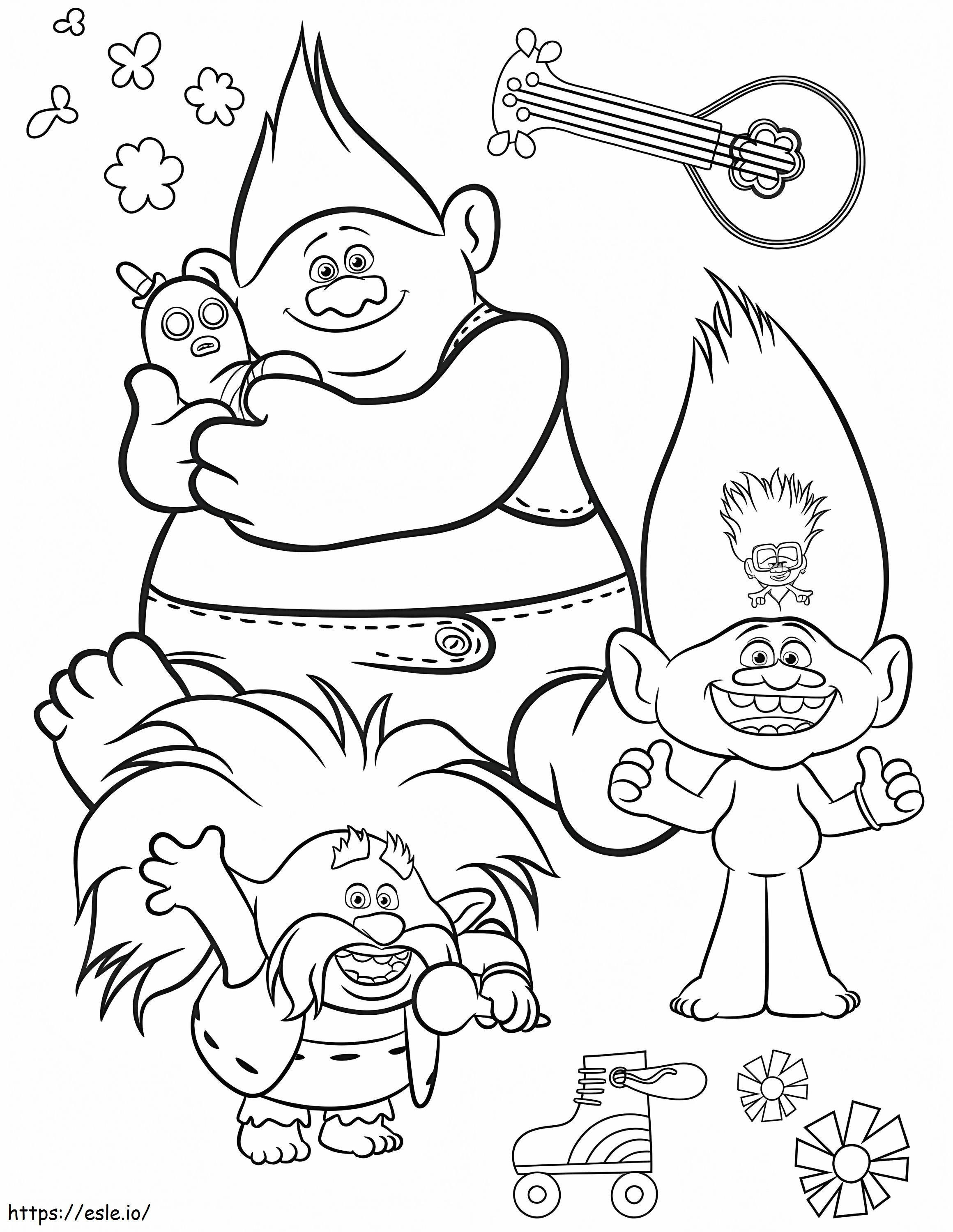 Troll Musicians coloring page