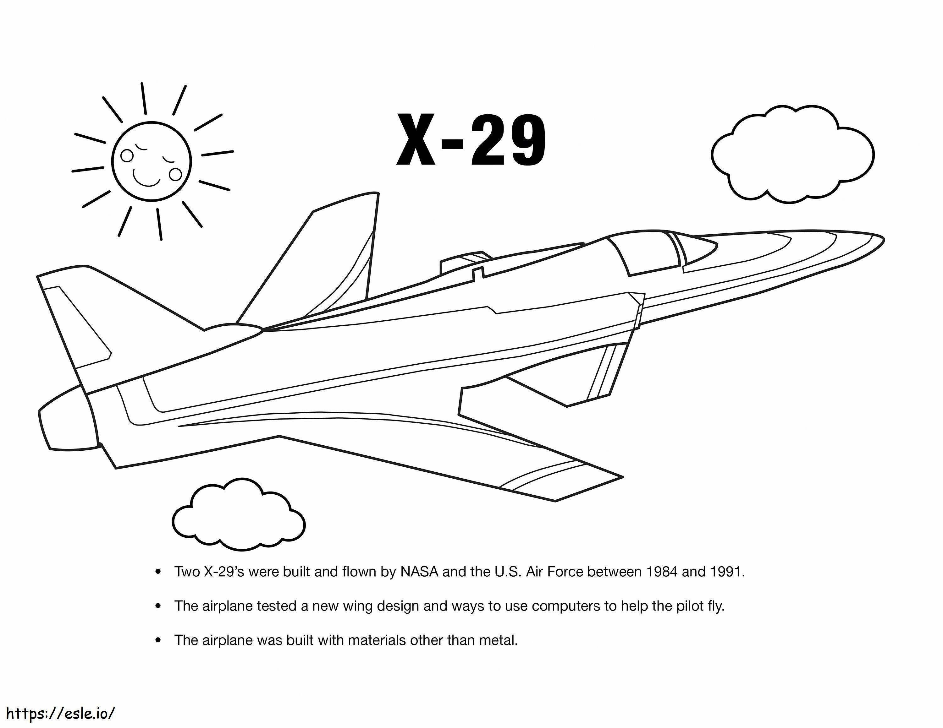 Coloriage Avions X 29 à l'échelle à imprimer dessin