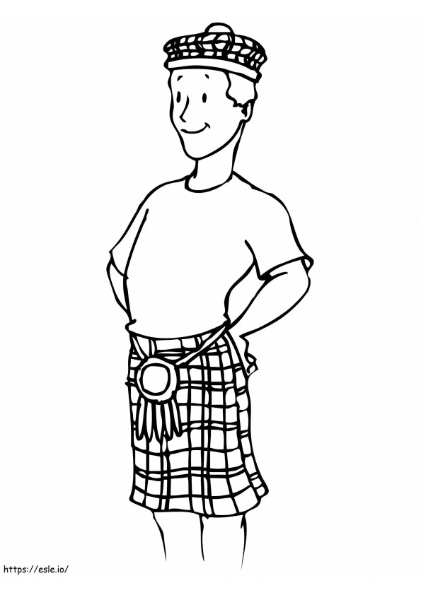 niño en una falda escocesa para colorear