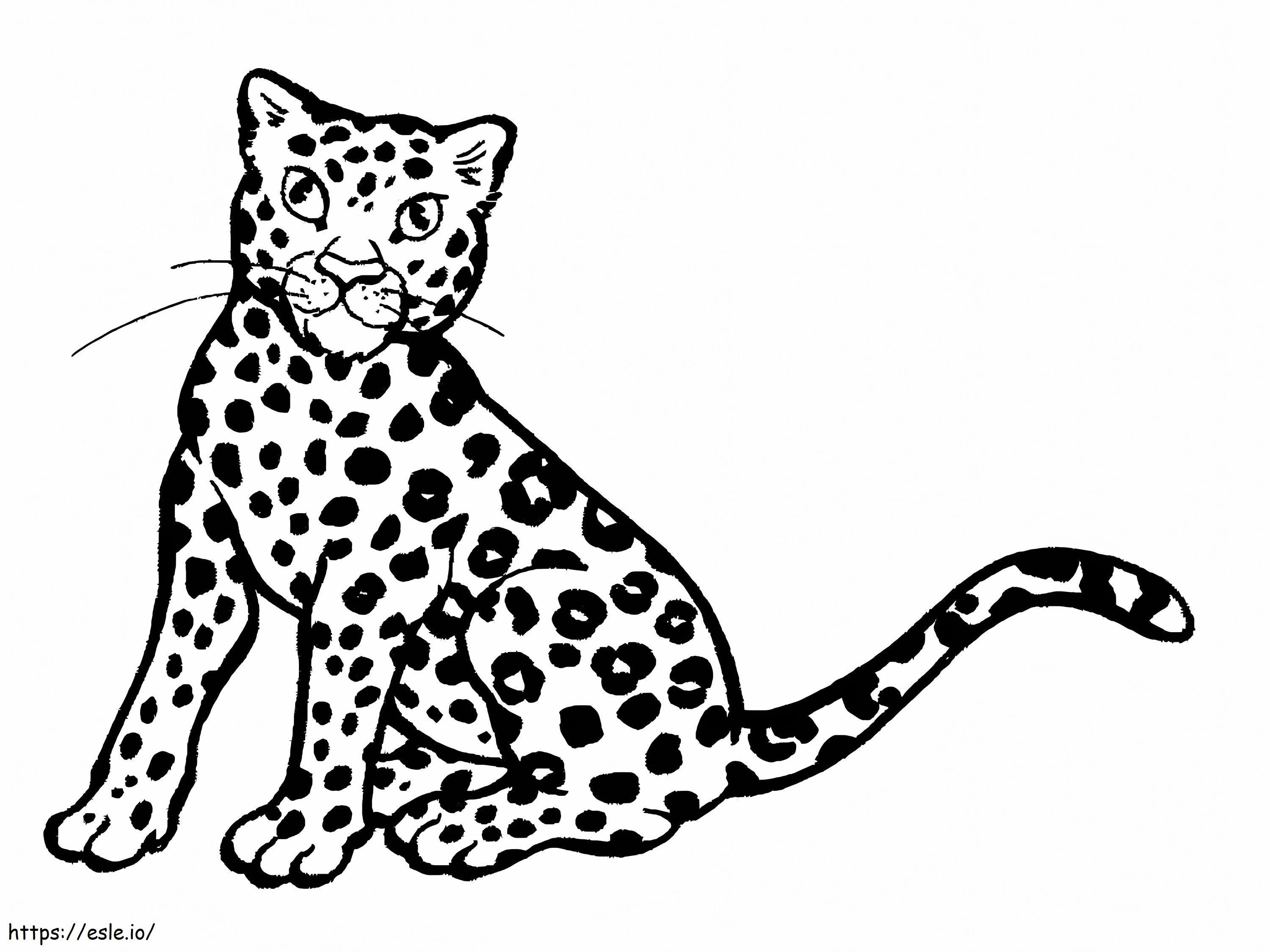 leopardo sentado para colorear