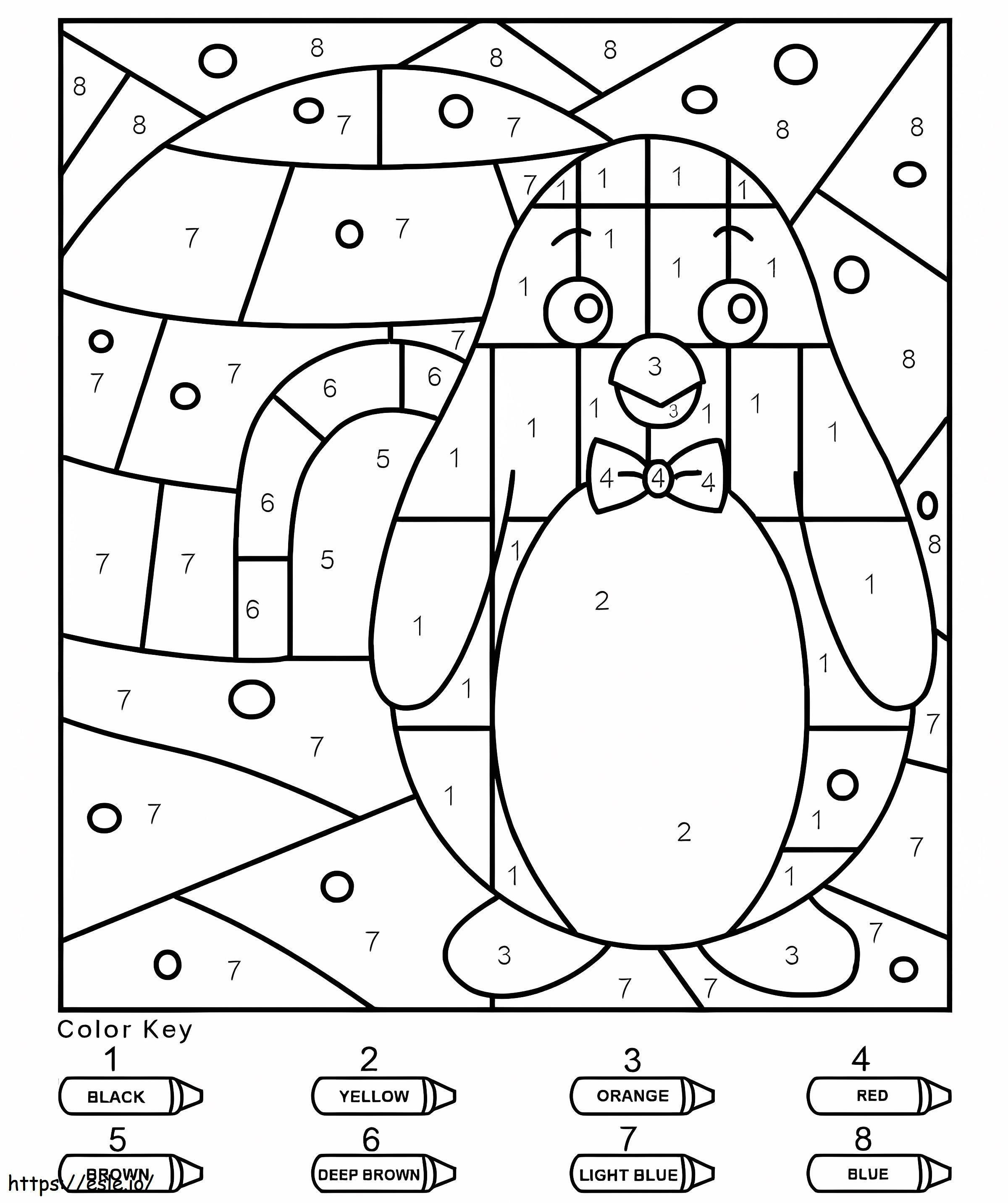 Cute Penguin Color By Number coloring page