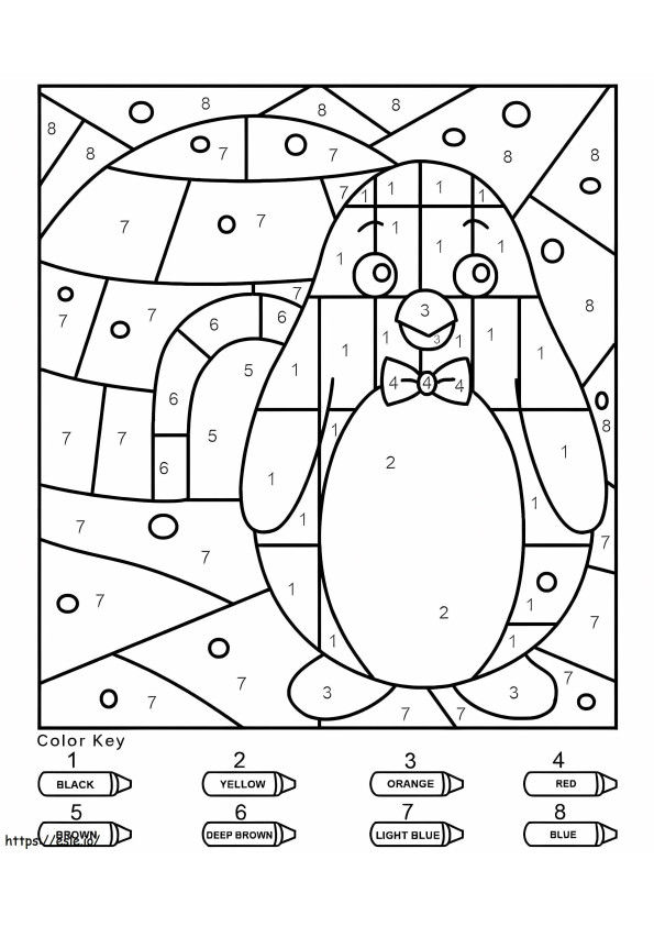 Cute Penguin Color By Number coloring page