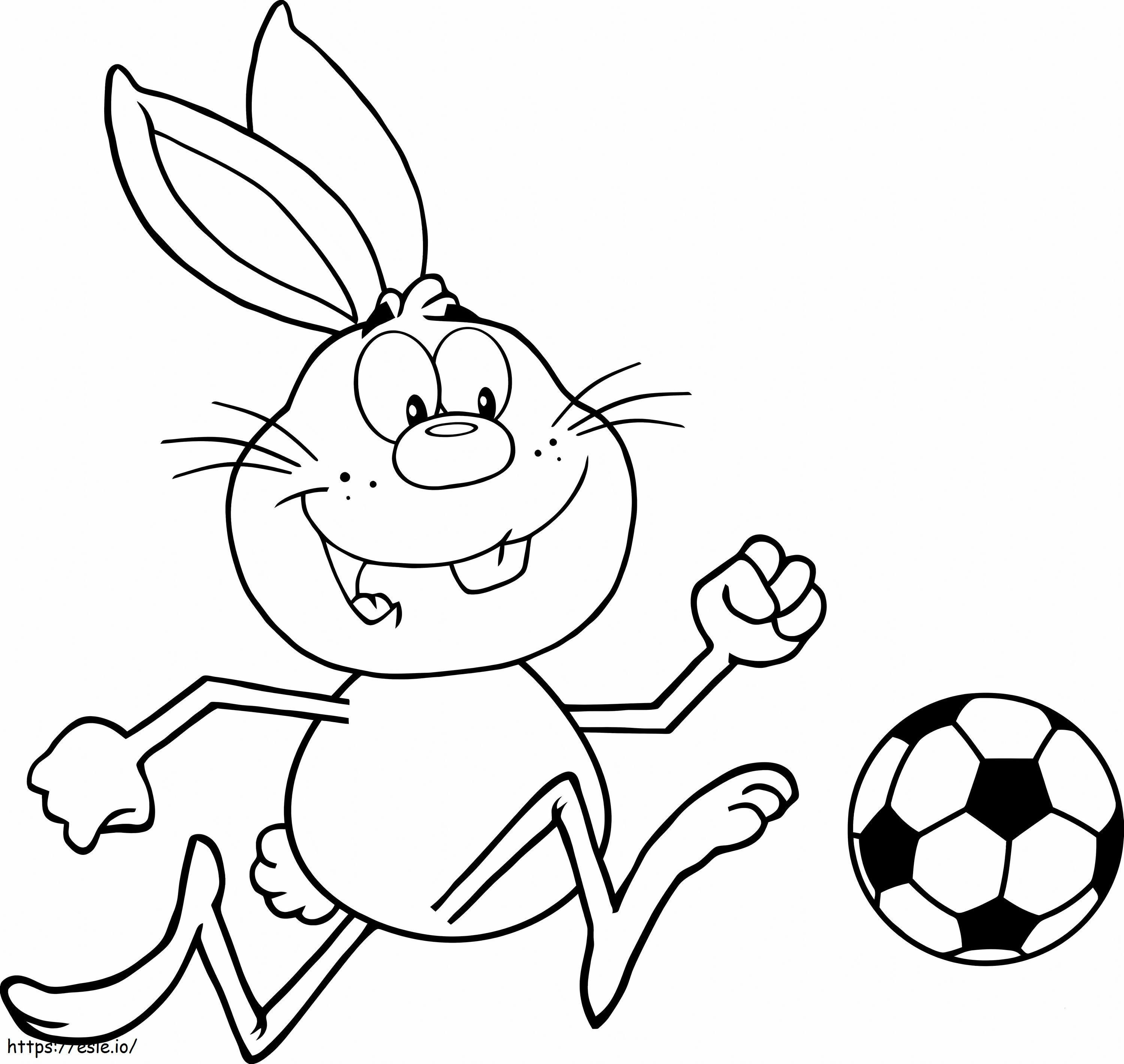 Coniglio che gioca a calcio da colorare