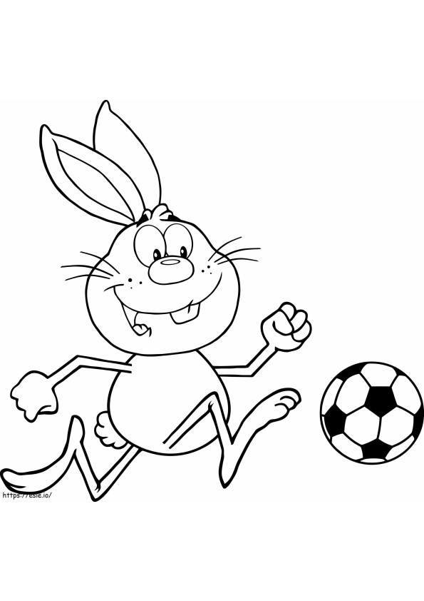 Rabbit Playing Soccer coloring page