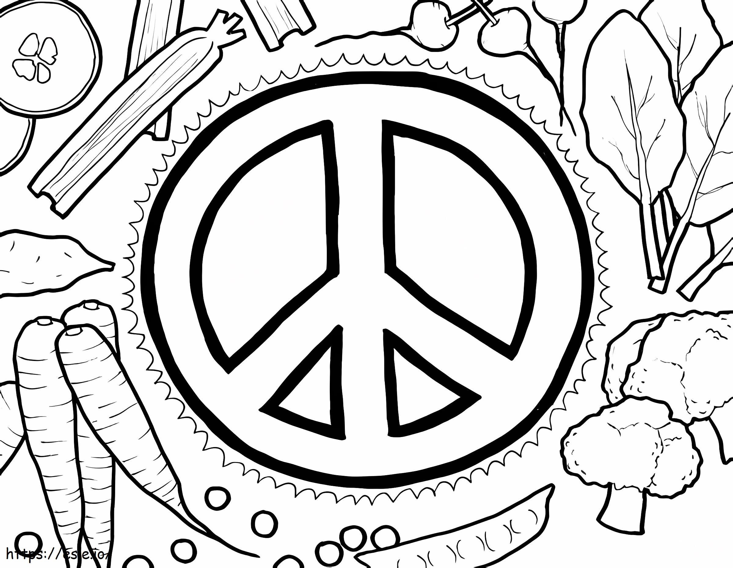 Vegetables With Peace Sign Coloring Page