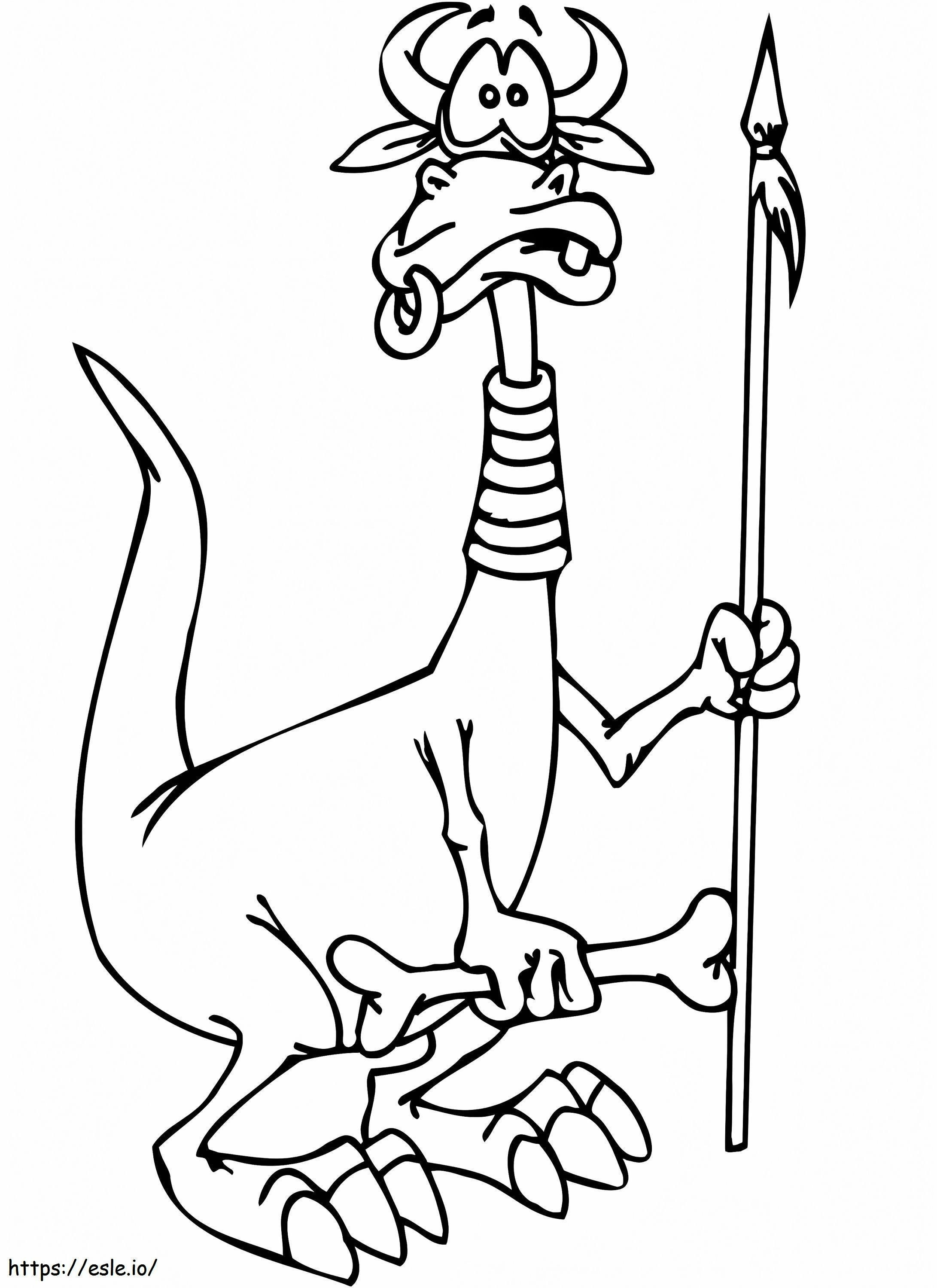 Coloriage Dragon avec os et lance à imprimer dessin