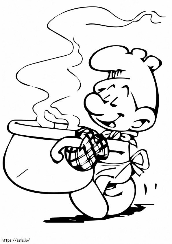 1528169877 O Pequeno Smurf Cozinhando A4 para colorir