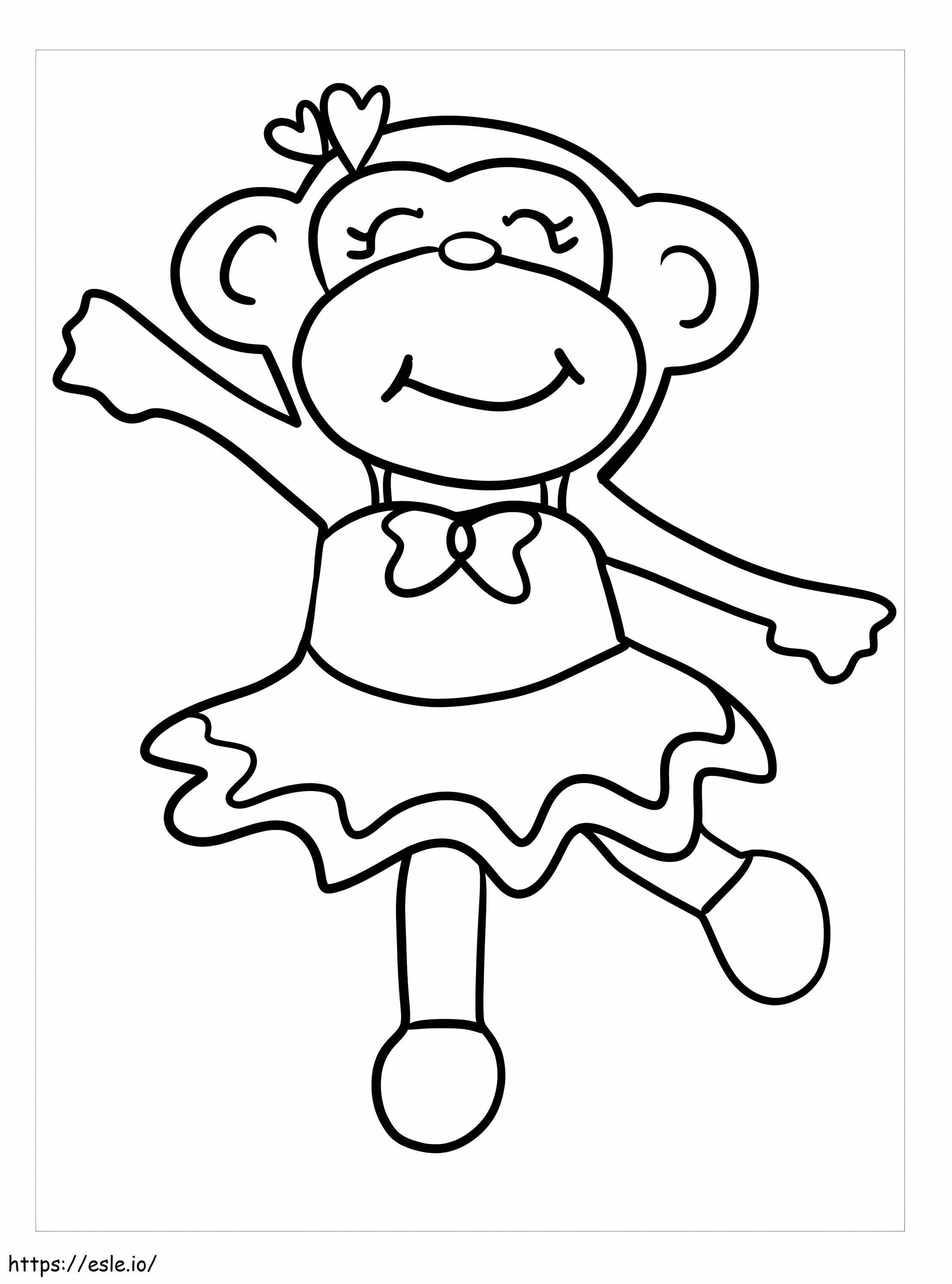 Menina Macaco Dançando para colorir