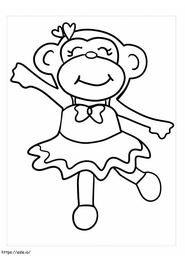 Monkey Girl Dancing coloring page