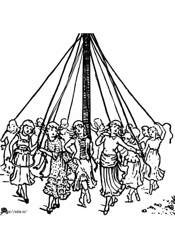 Free Maypole To Color coloring page