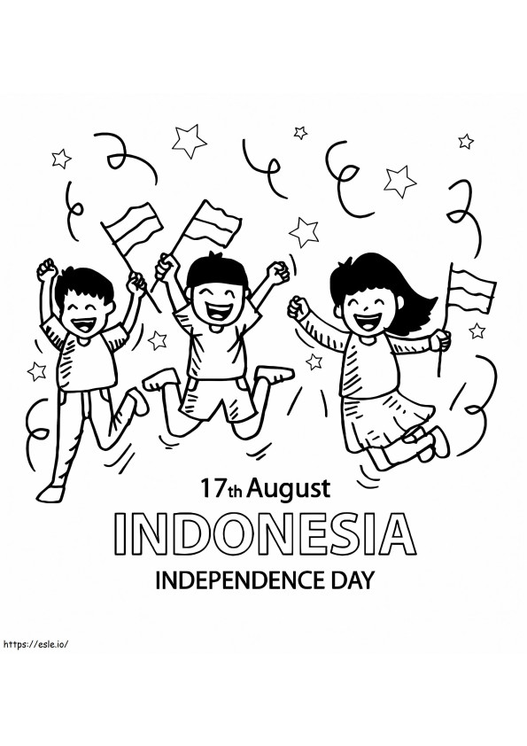 Dzień Niepodległości Indonezji kolorowanka