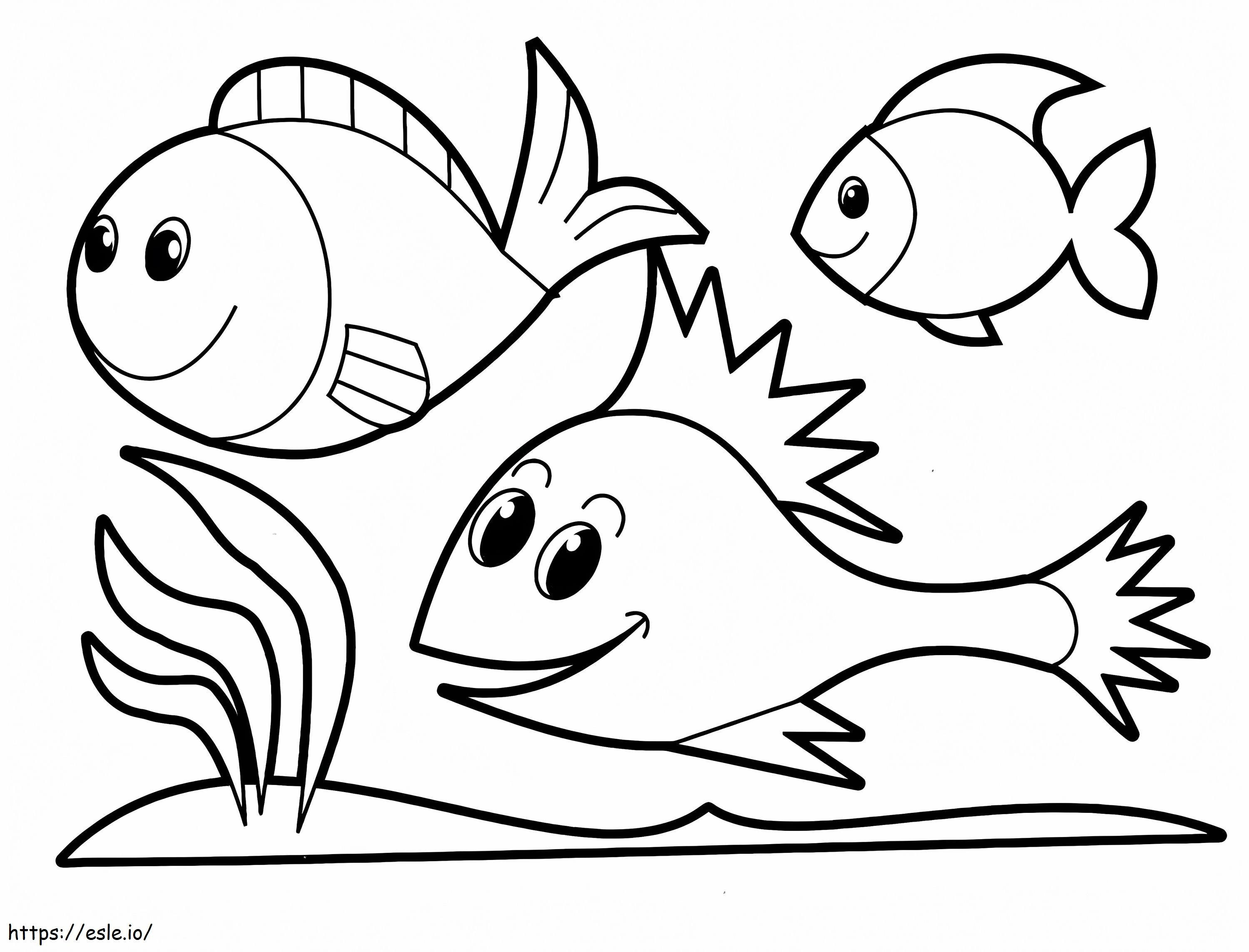 Coloriage Trois poissons à imprimer dessin