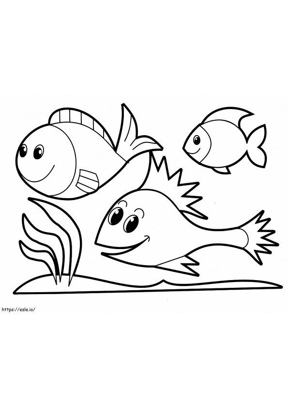 Coloriage Trois poissons à imprimer dessin