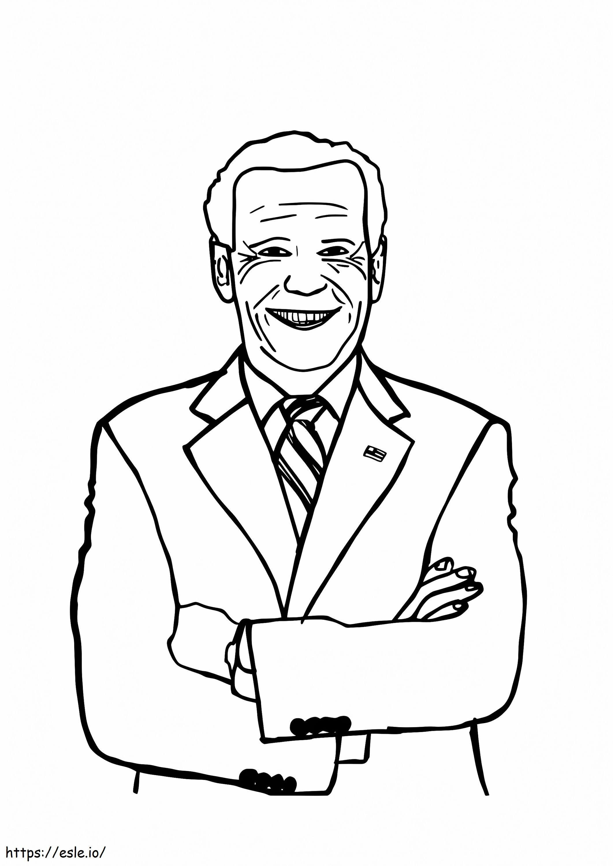 Coloriage Joe Biden souriant à imprimer dessin