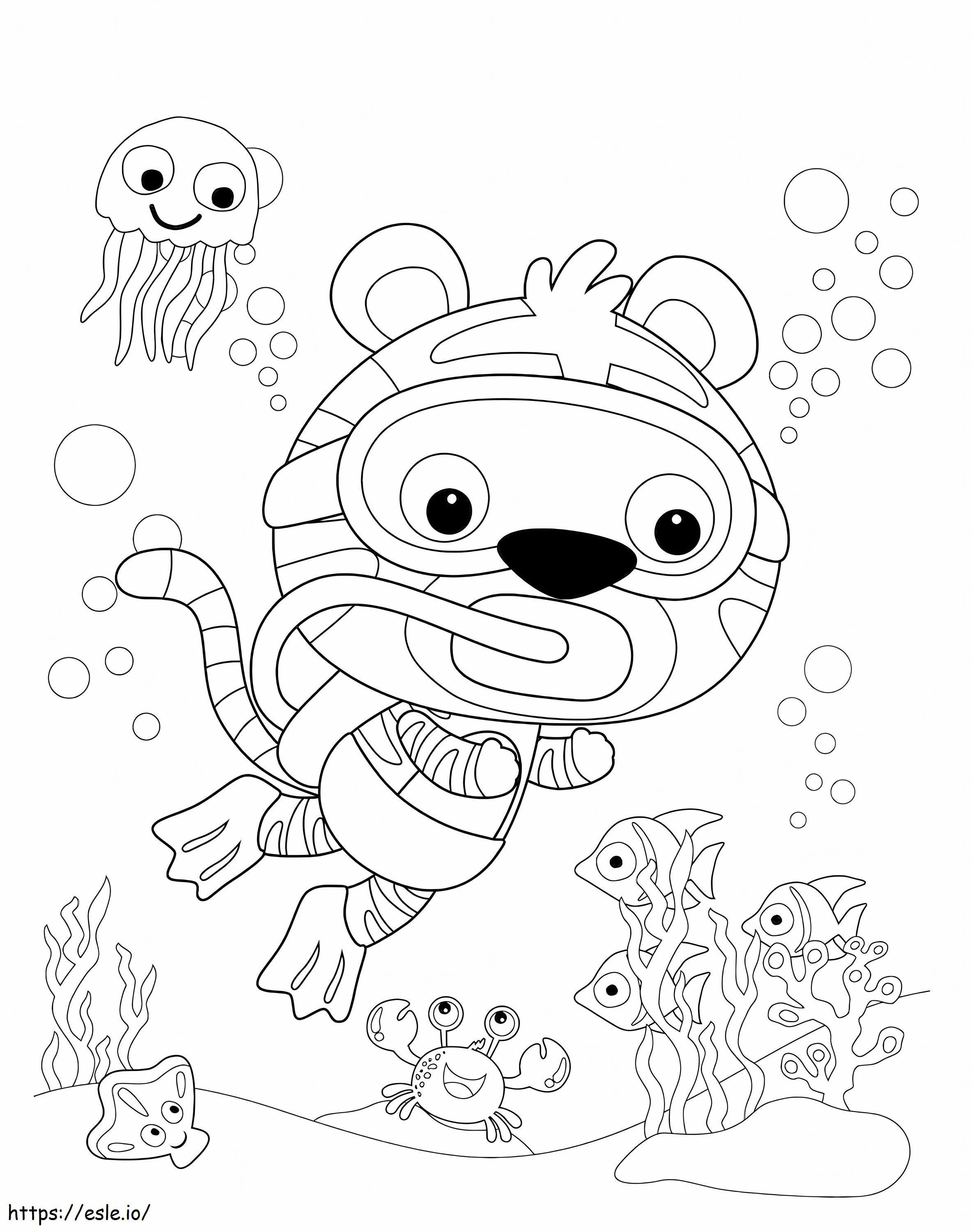 Coloriage Plongée sous-marine avec le tigre à imprimer dessin