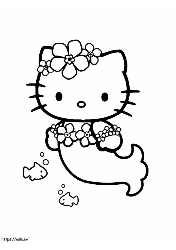 Putri Duyung Hello Kitty yang cantik Gambar Mewarnai