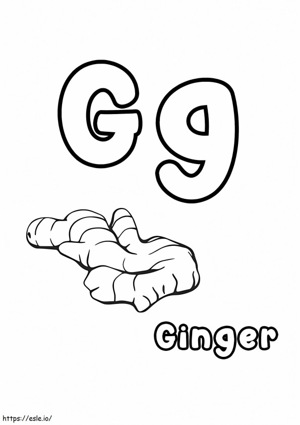 Letra G e Gengibre para colorir