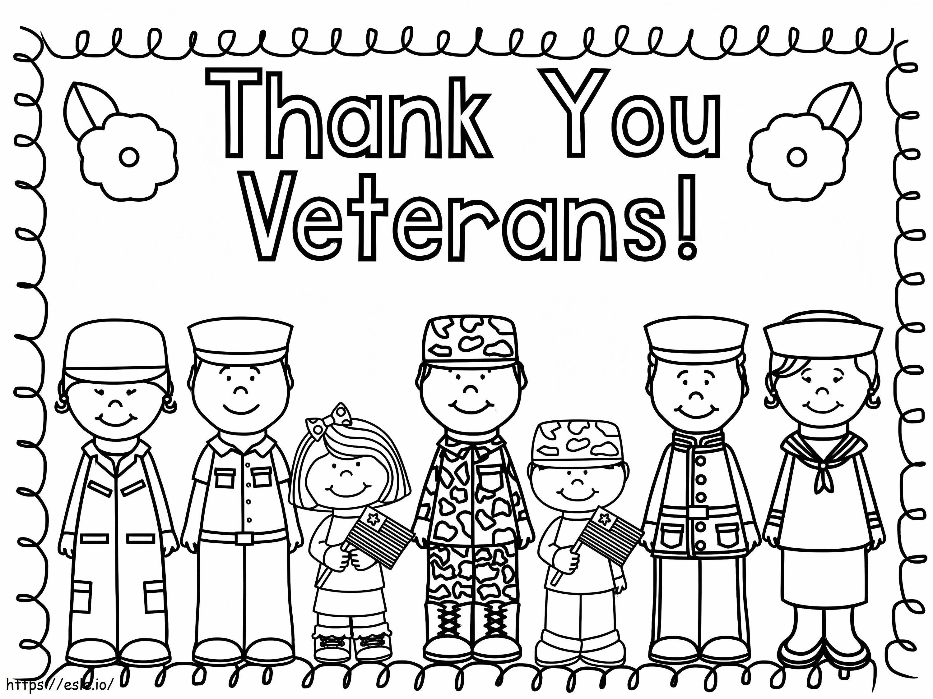 Basic Thank You Veterans coloring page