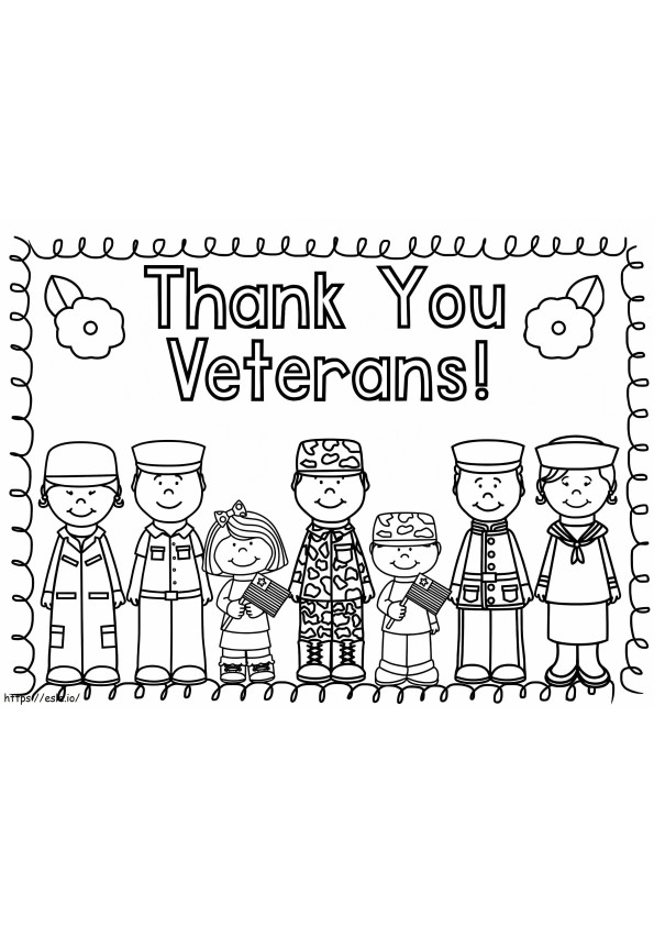 Grundlegende Dankeschön-Veteranen ausmalbilder
