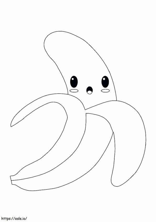 Plátano Kawaii para colorear