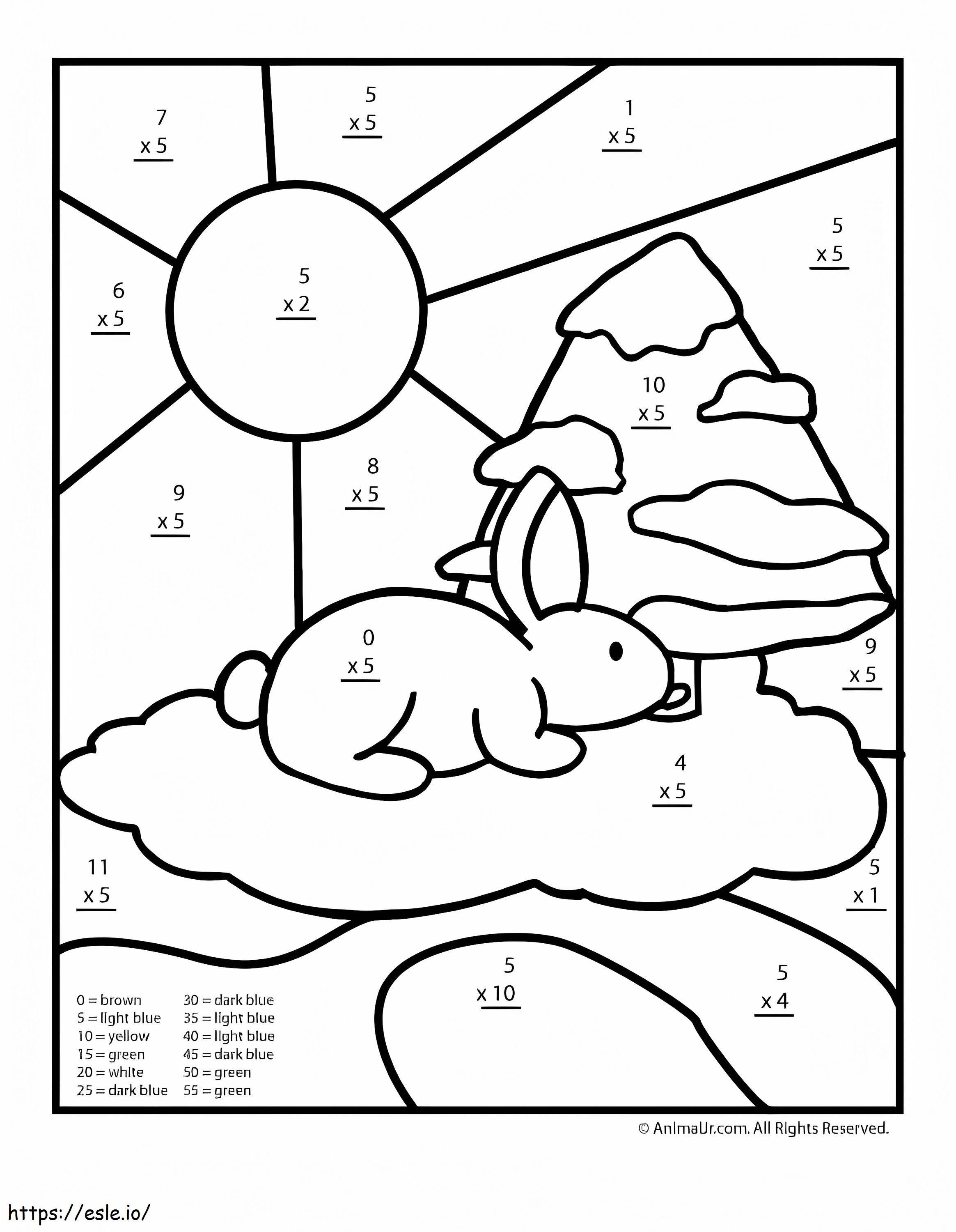 Coloriage Multiplication de lapin couleur par numéro à imprimer dessin