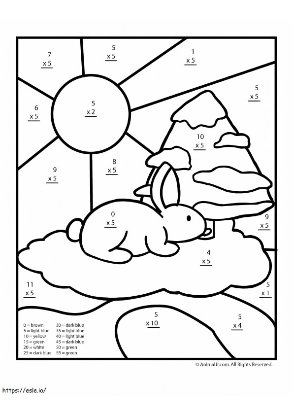 Cor de multiplicação de coelho por número para colorir