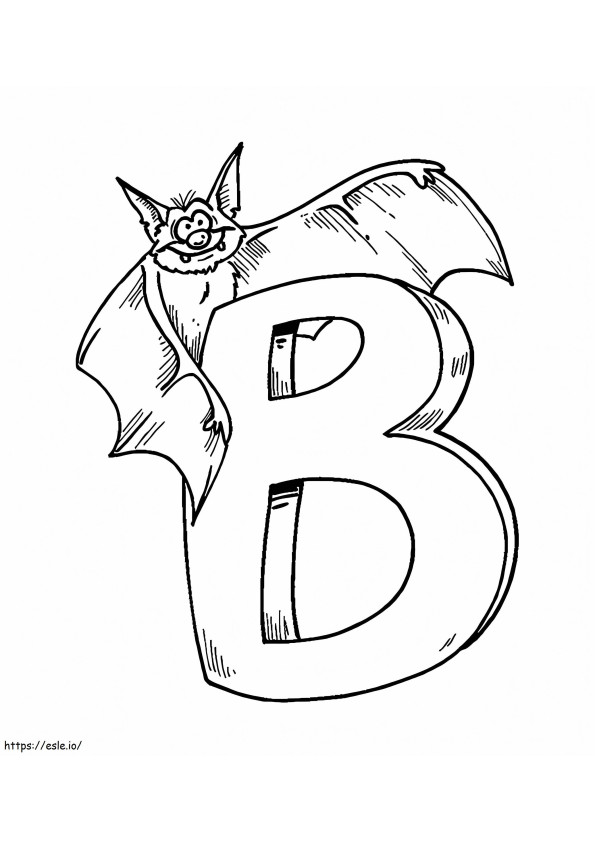 Murciélago con la letra B para colorear