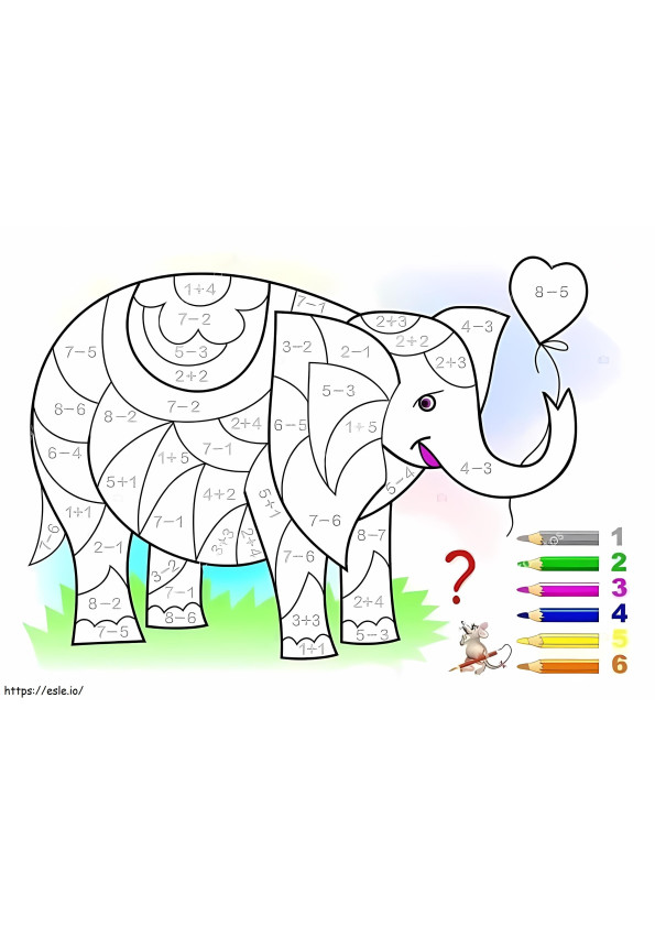 Coloriage Mathématiques d'éléphant mignon à imprimer dessin