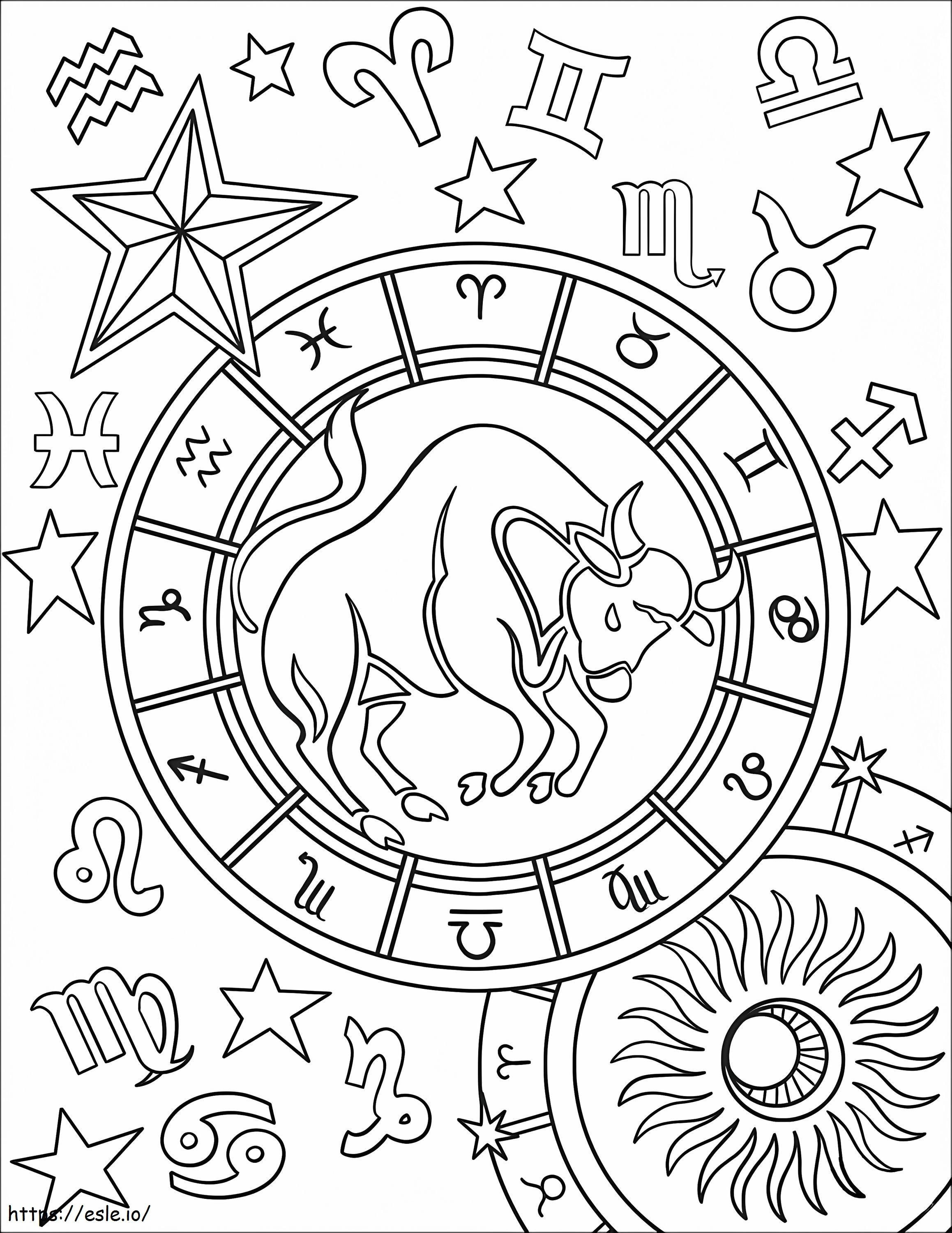 1597796135 Znak zodiaku Byk kolorowanka