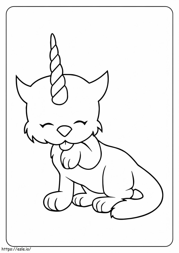 Słodki kotek jednorożec kolorowanka
