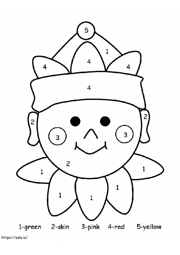 Easy Clown Color By Number coloring page