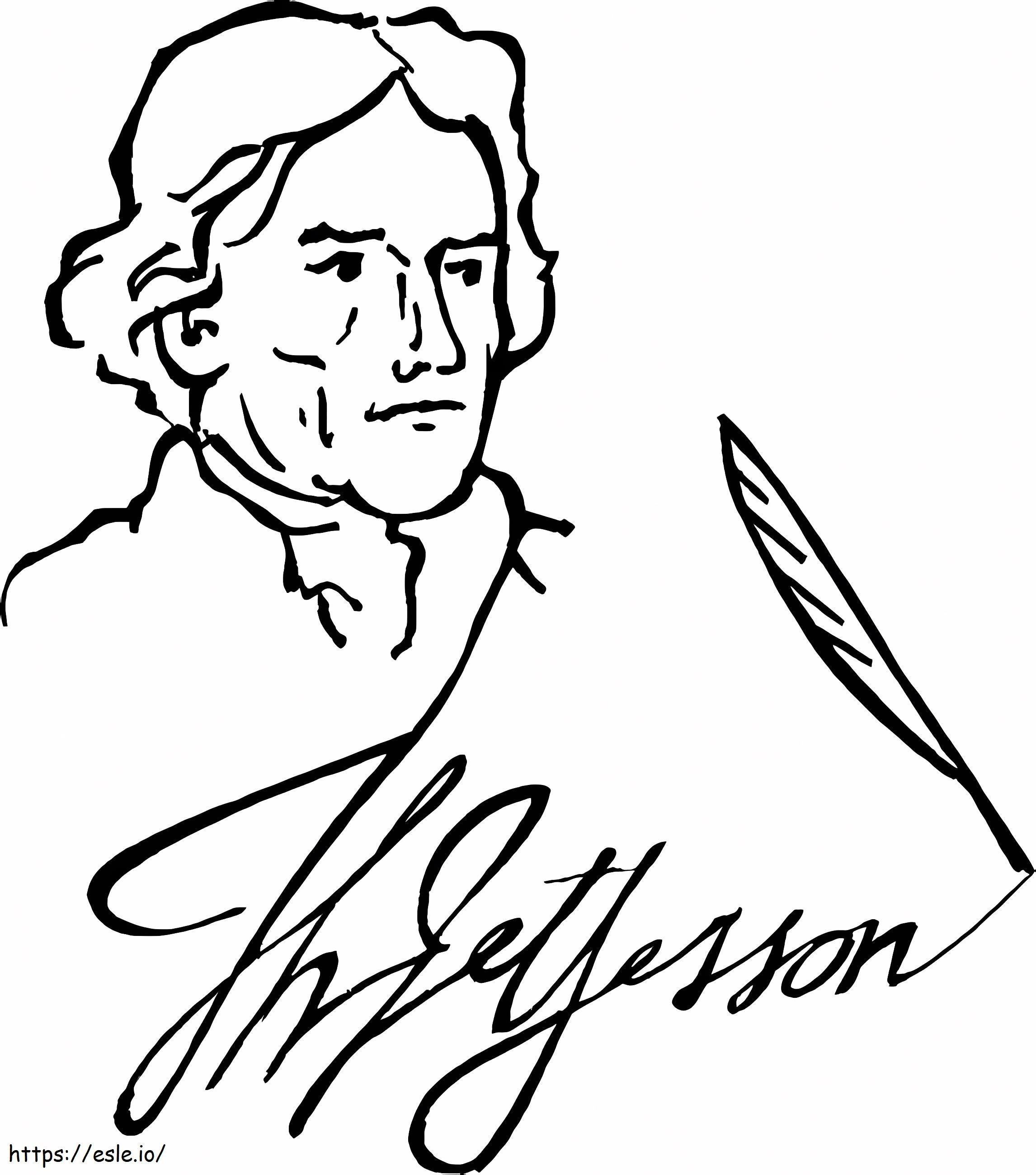 Bezpłatny wydruk Thomasa Jeffersona kolorowanka