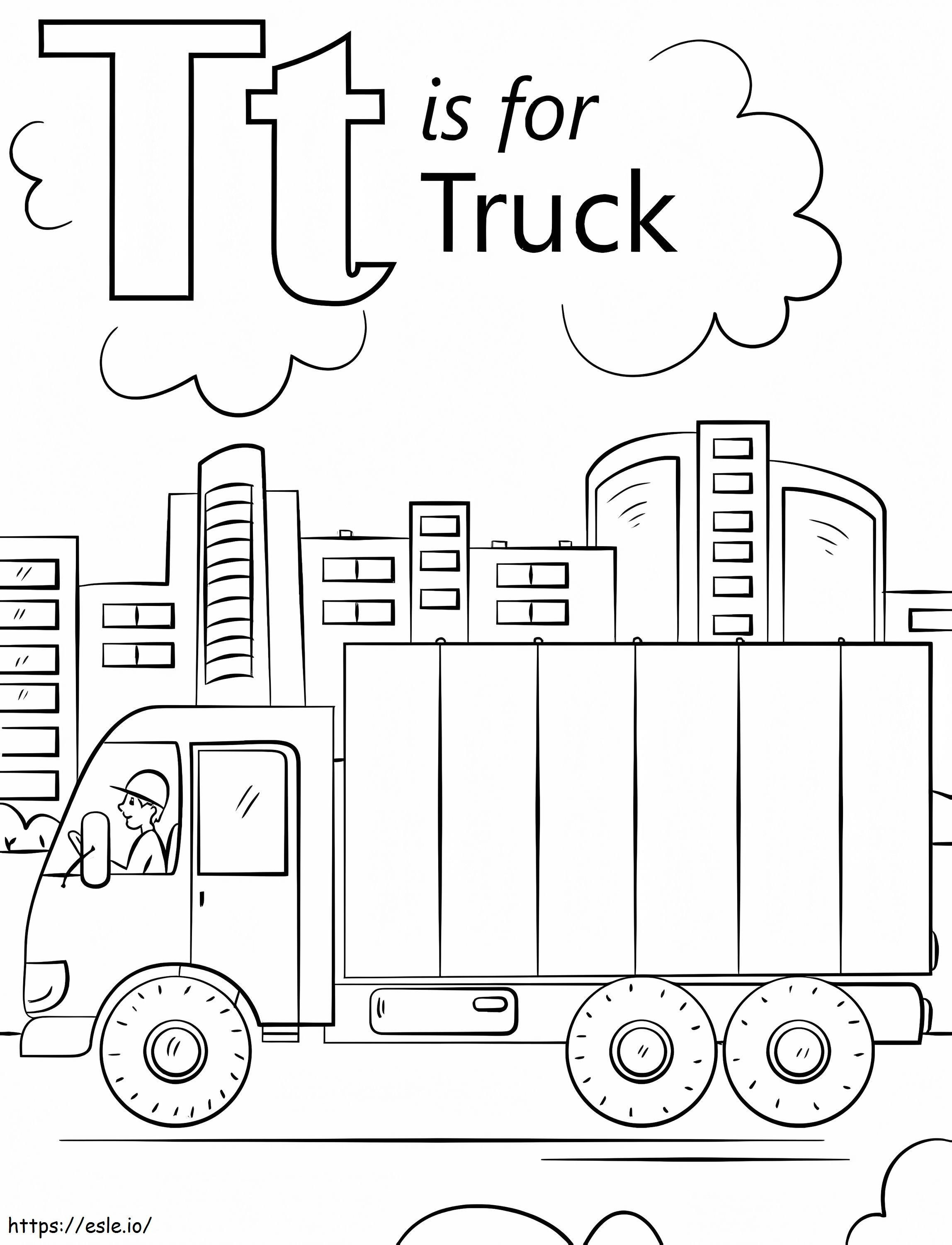 Truck Letter T coloring page