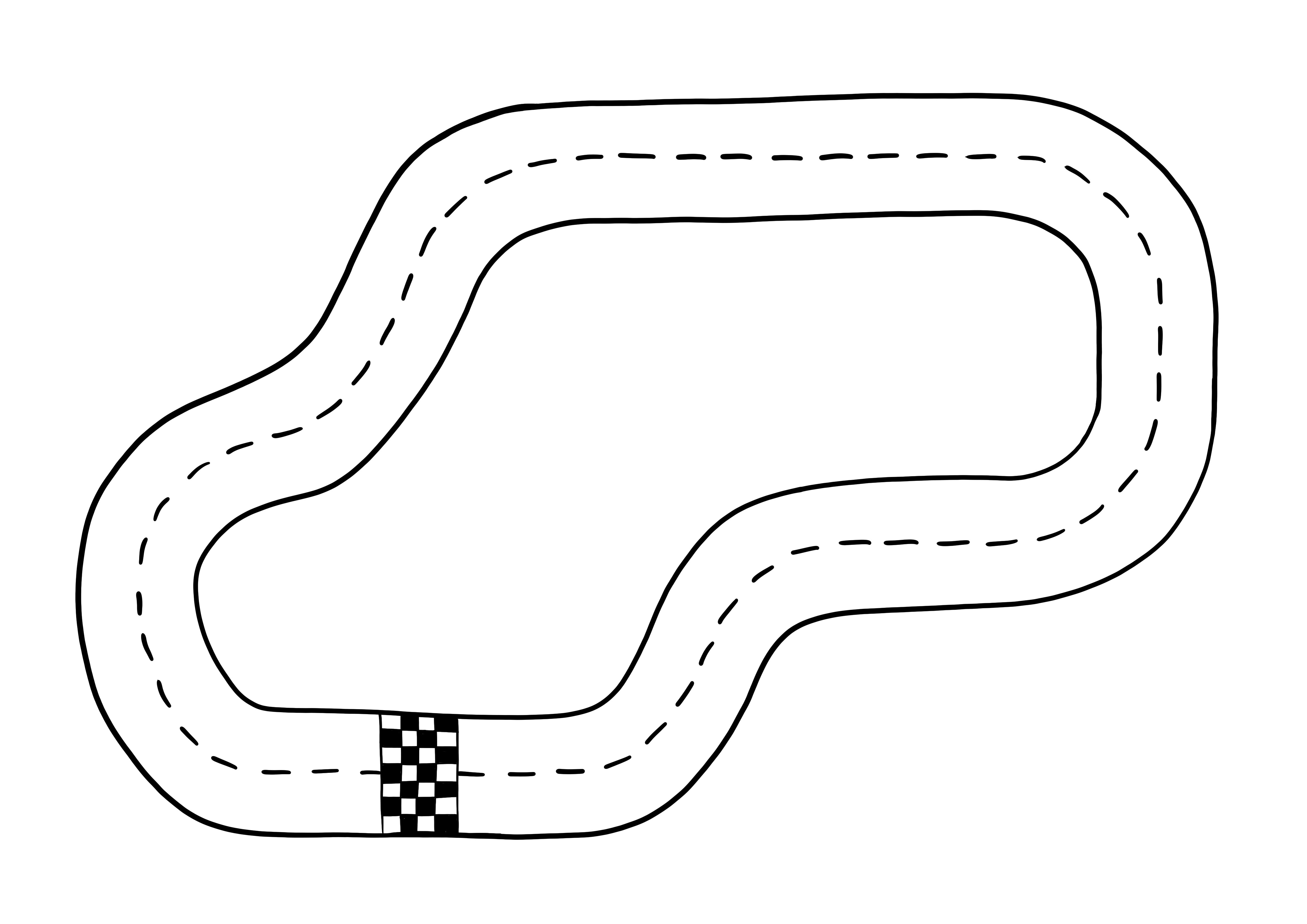 Racing track sample to color and print for free for kids