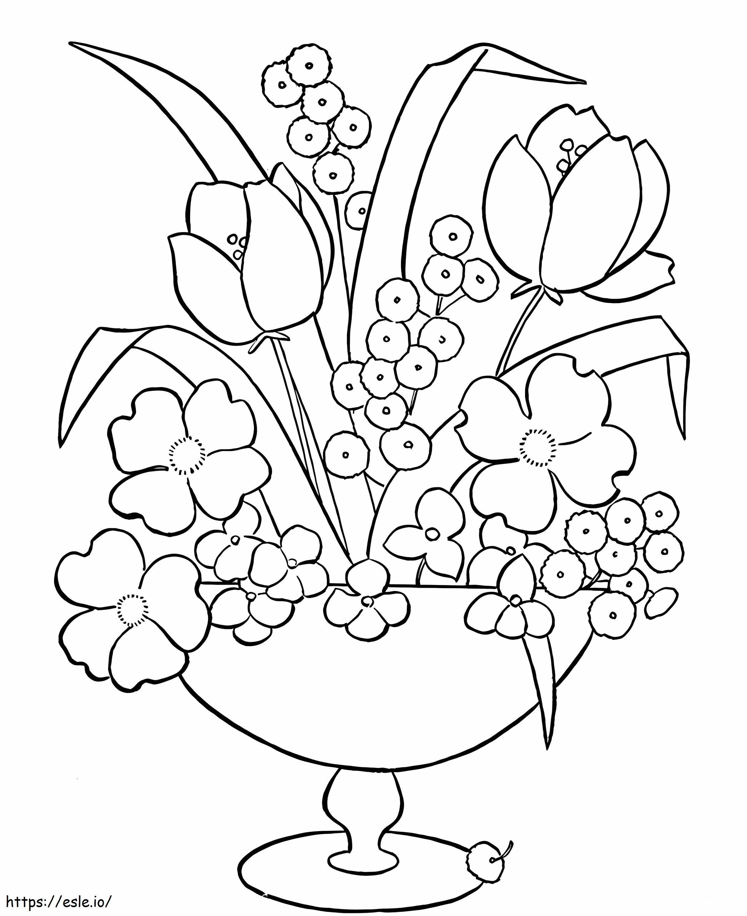 Vaso de flores 7 para colorir