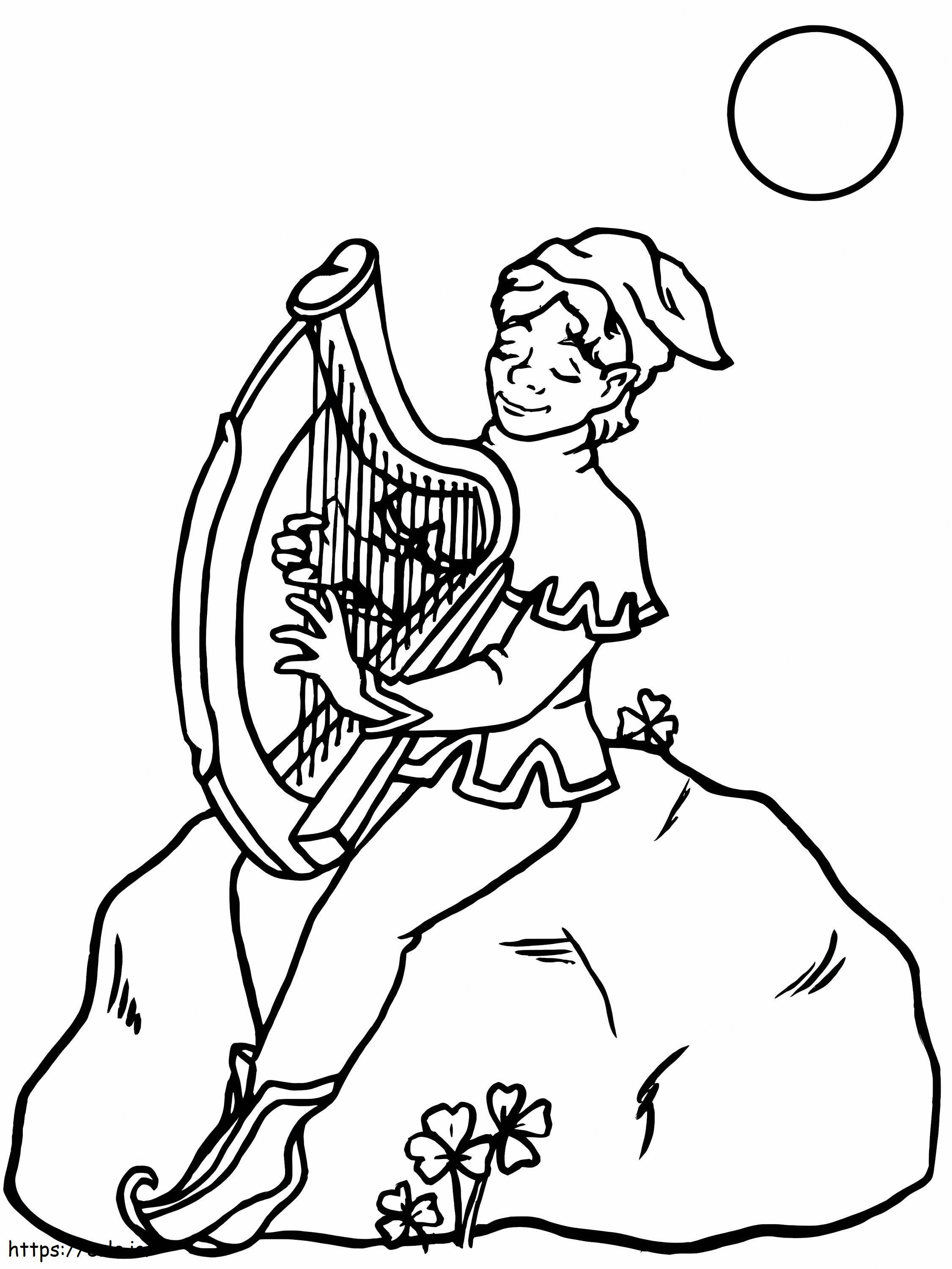 Cântând la harpă 1 de colorat