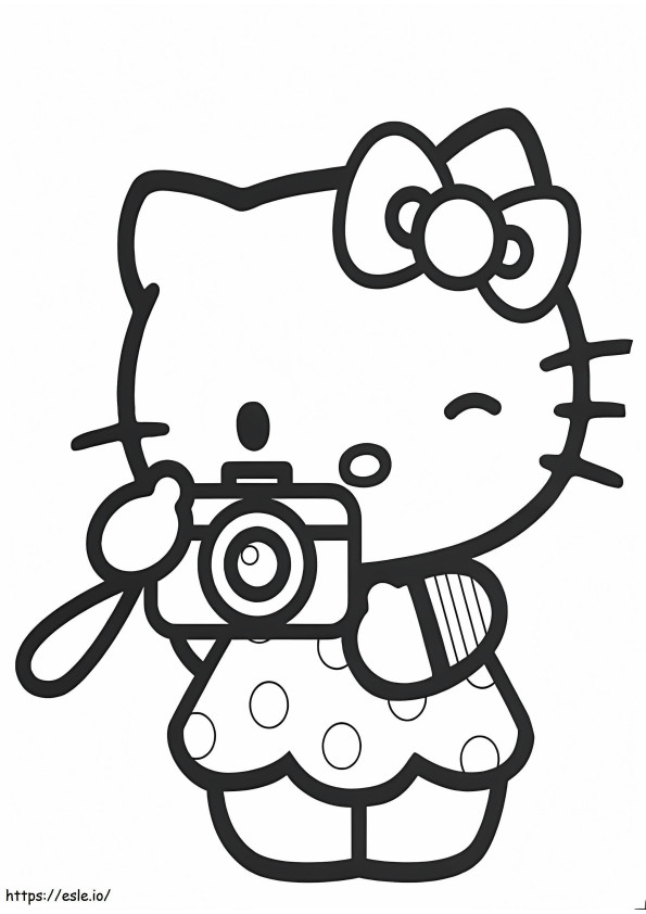 Coloriage Bonjour Kitty Photographe à imprimer dessin