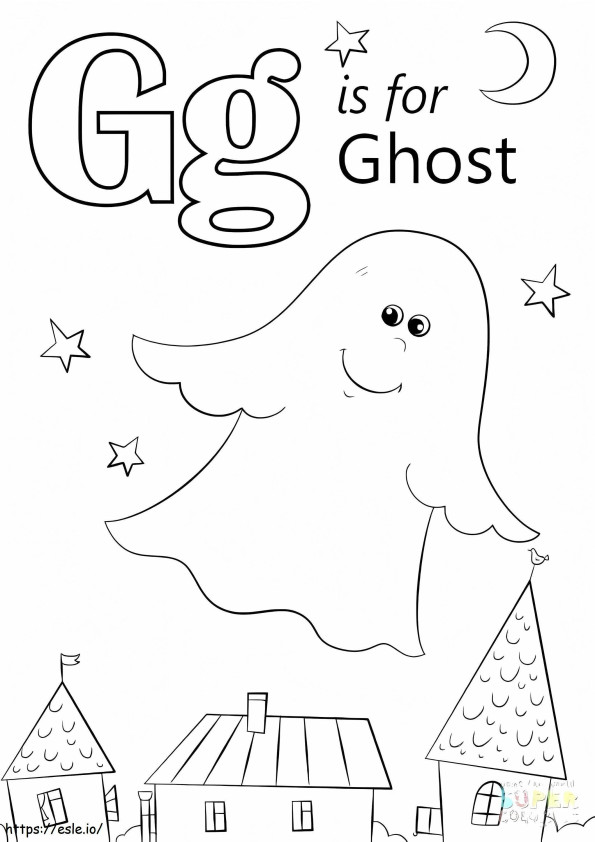 G es para fantasma para colorear