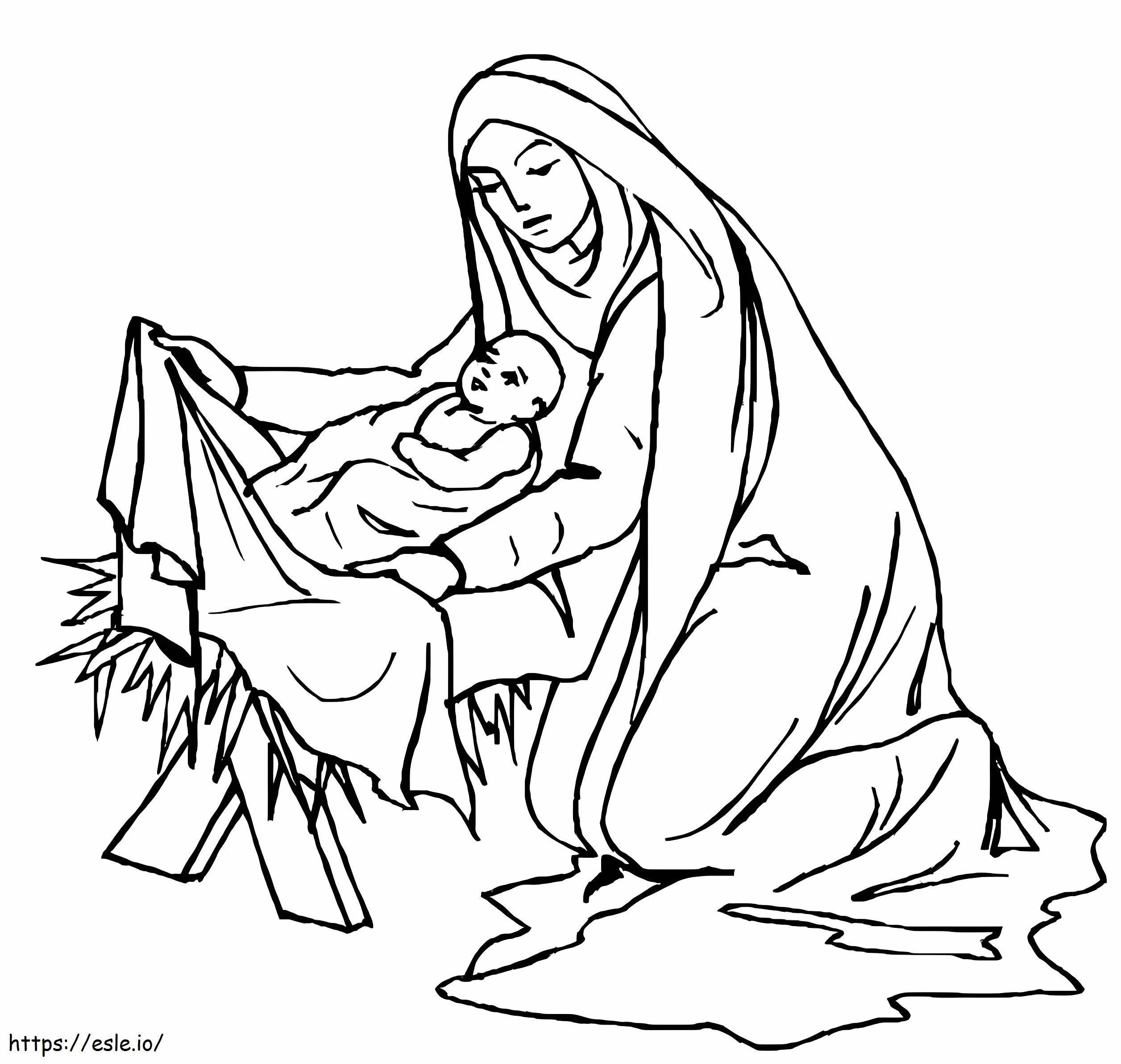 Coloriage Imprimer la Mère de Jésus à colorier à imprimer dessin