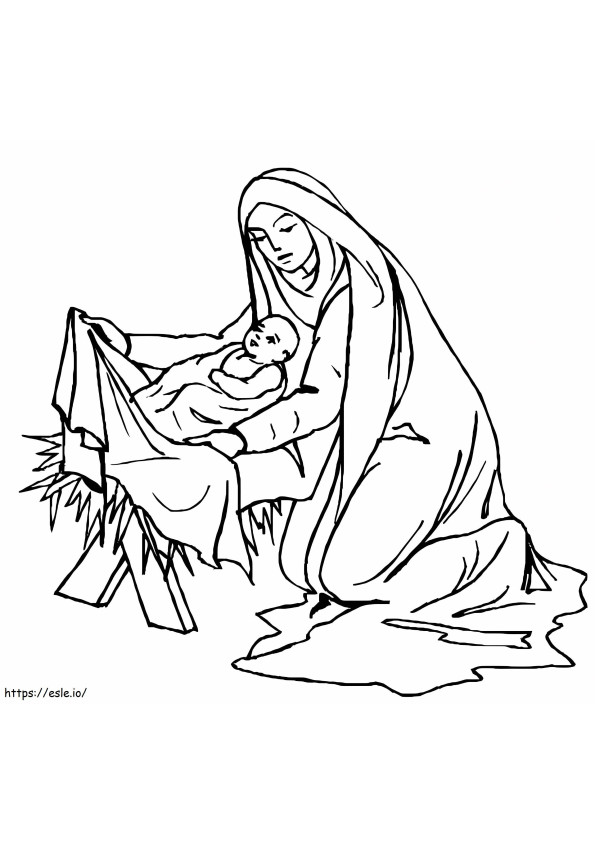 Afdrukken Moeder van Jezus om in te kleuren kleurplaat