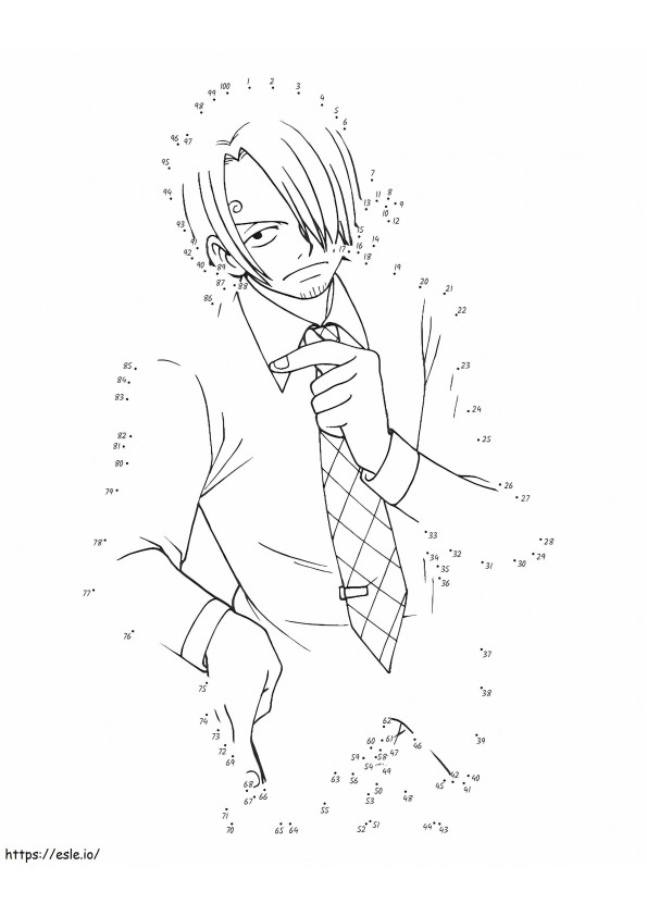 Sanji One Piece Dot To Dots coloring page