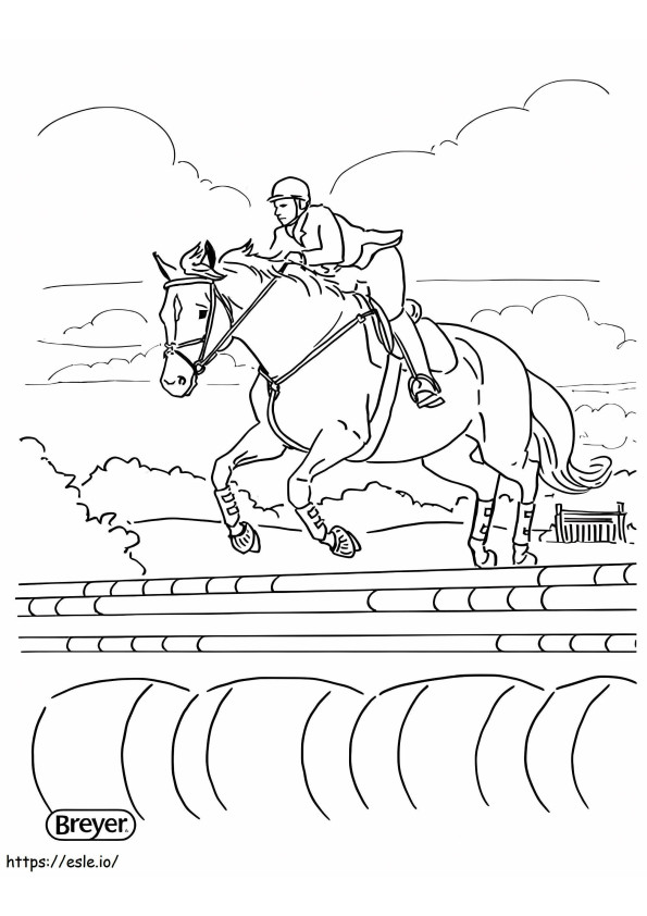 Jeździec sportowiec siedzi na koniu kolorowanka