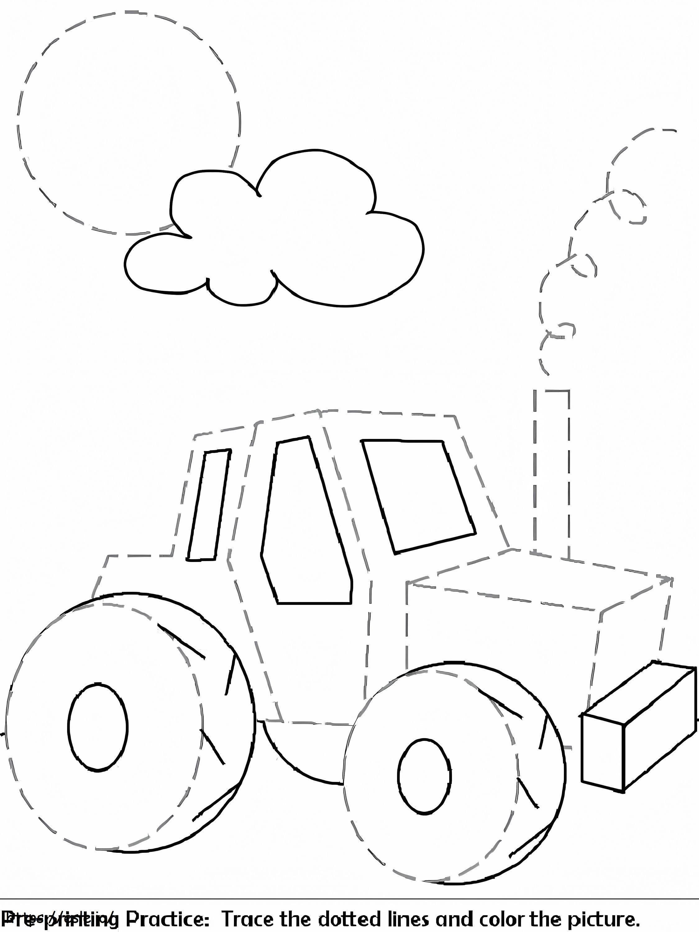 Tractor Tracing coloring page