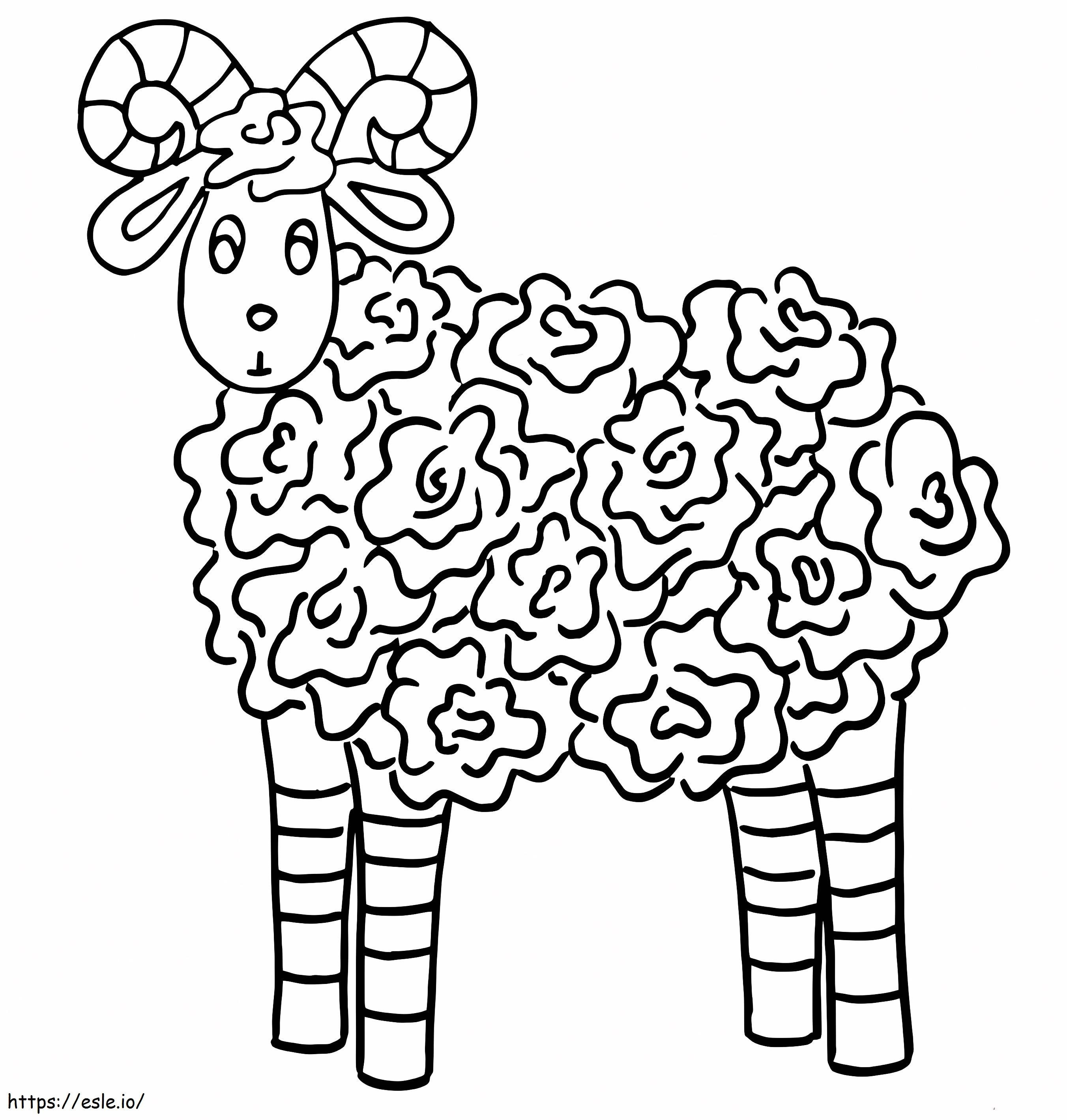 Rose Sheep Alebrije coloring page