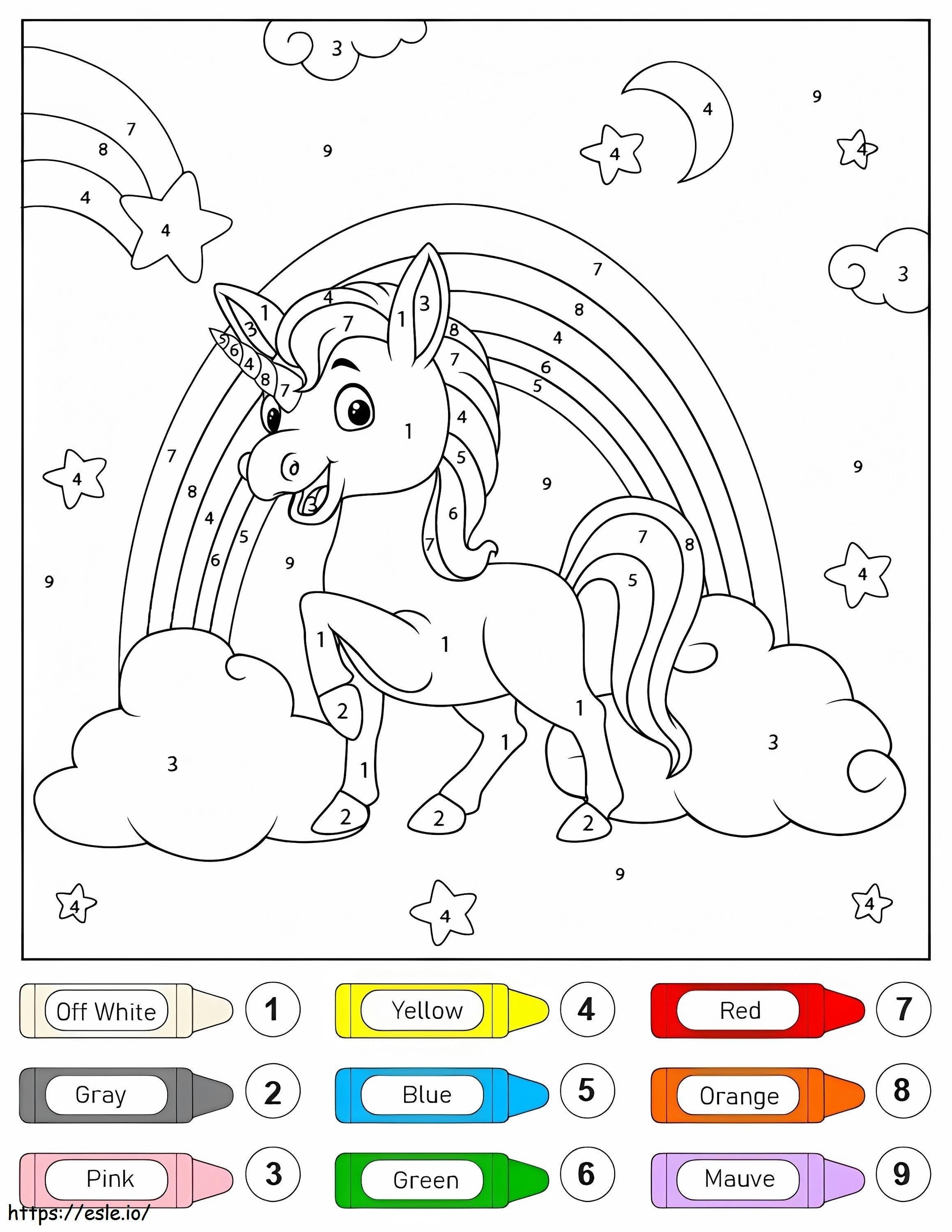 Colorear por Números Unicornio Marchando para colorear