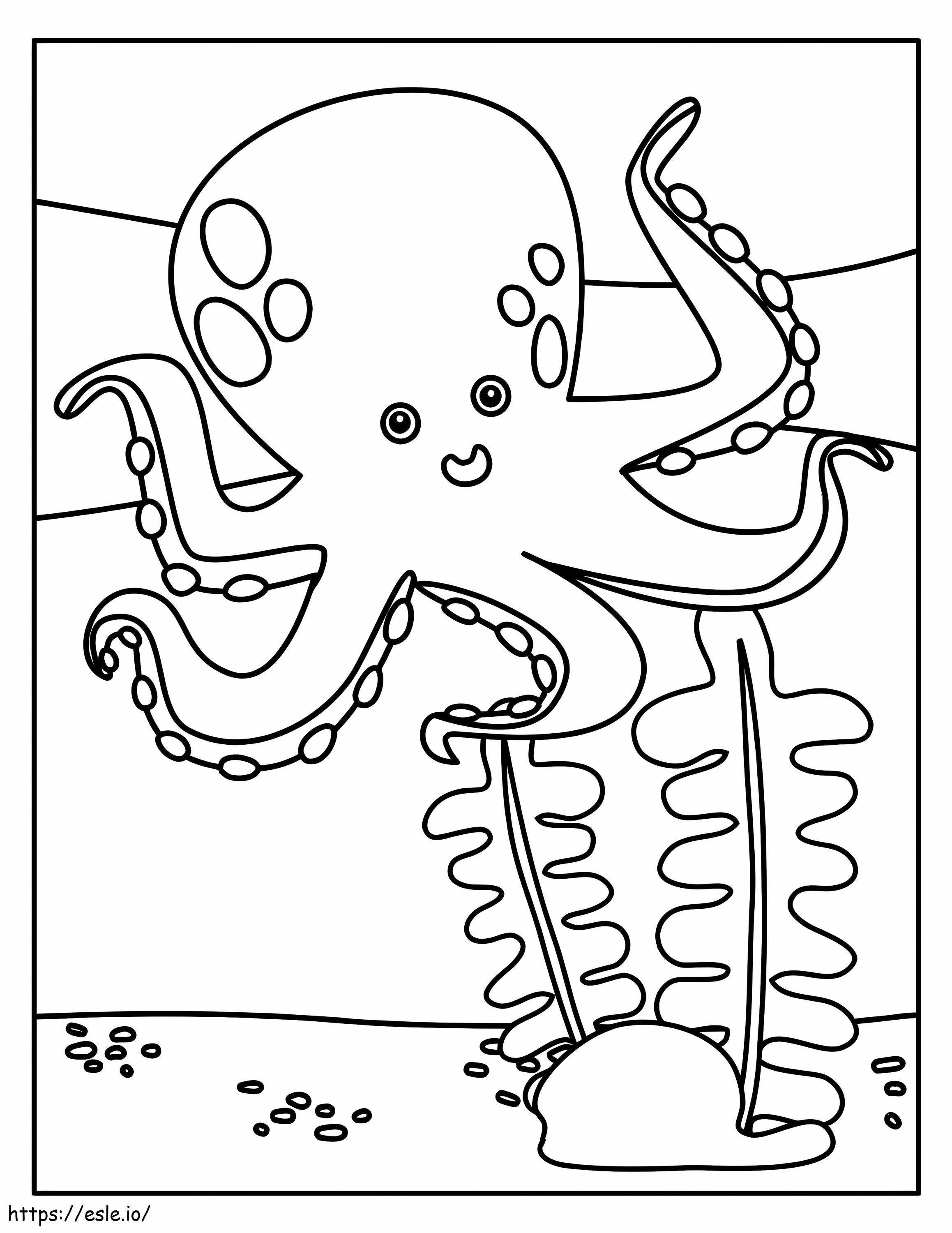 Octopus And Coral coloring page
